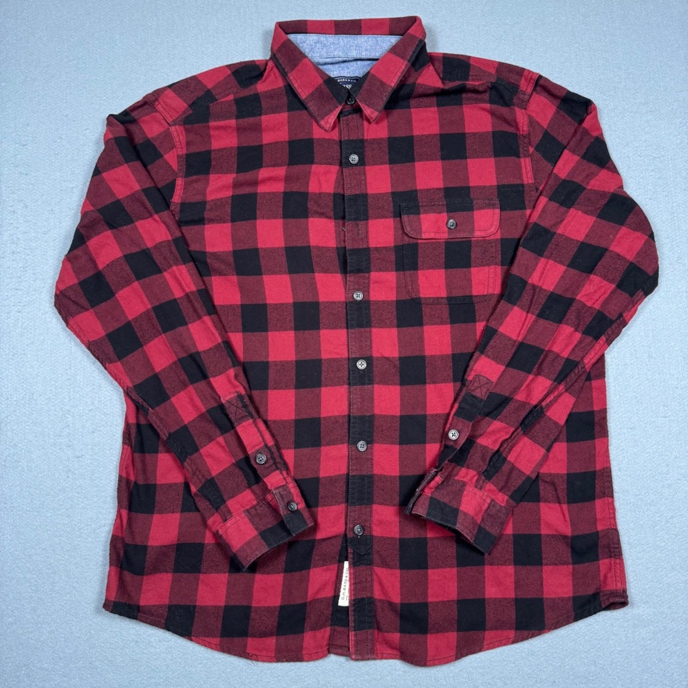 GH Bass Flannel Shirt Mens XL Red Black Buffalo Plaid Button Up Cotton LS